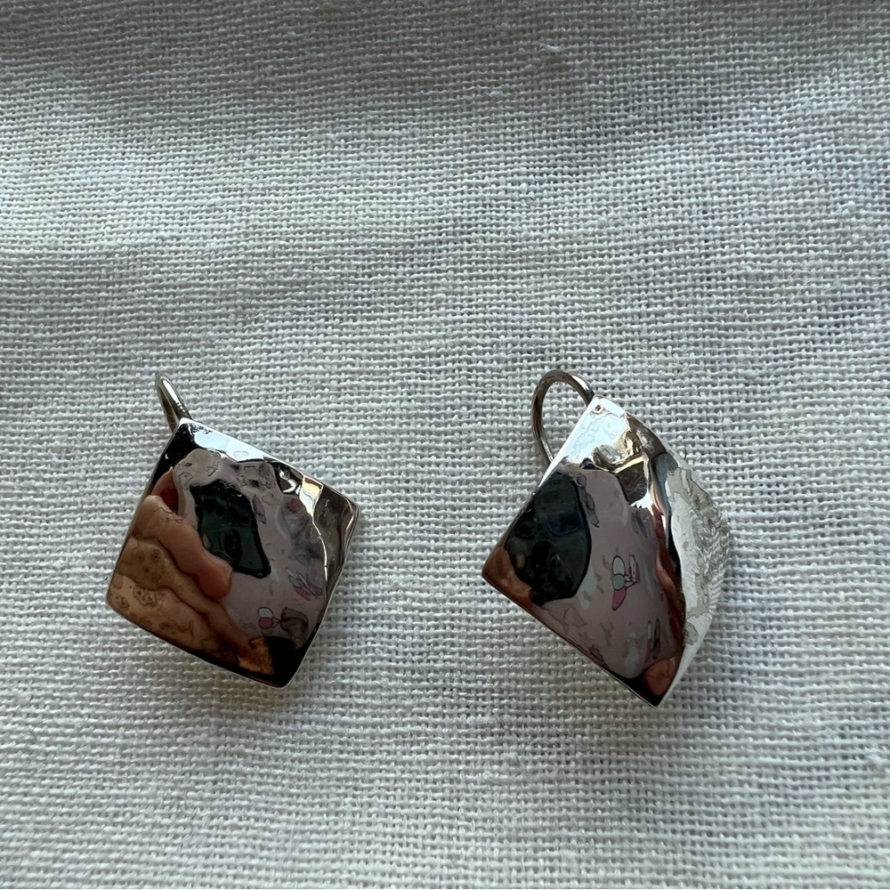 Vintage Artisan Sterling Silver Hammered Earrings